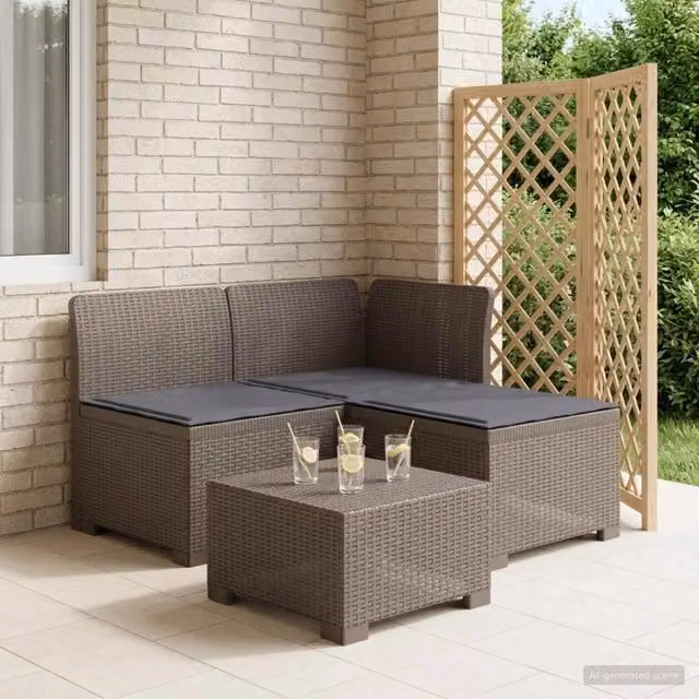 Divano da giardino 3 posti con cuscini in look rattan 3 posto 8011903