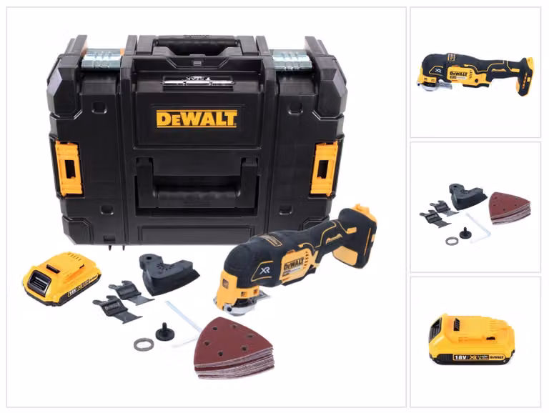DeWalt DCS 355 18 V XR Utensile multifunzione ad oscillazione a batteria + Kit 29 pezzi + 1x Batteria 2,0 Ah - senza caricatore