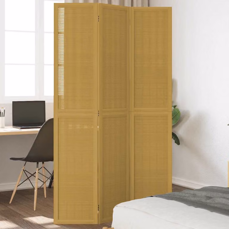 vidaXL Divisorio Ambienti 3 Pannelli in Legno di Paulownia Marrone Scuro H: 170 cm x L: 110 cm x P: 3 cm