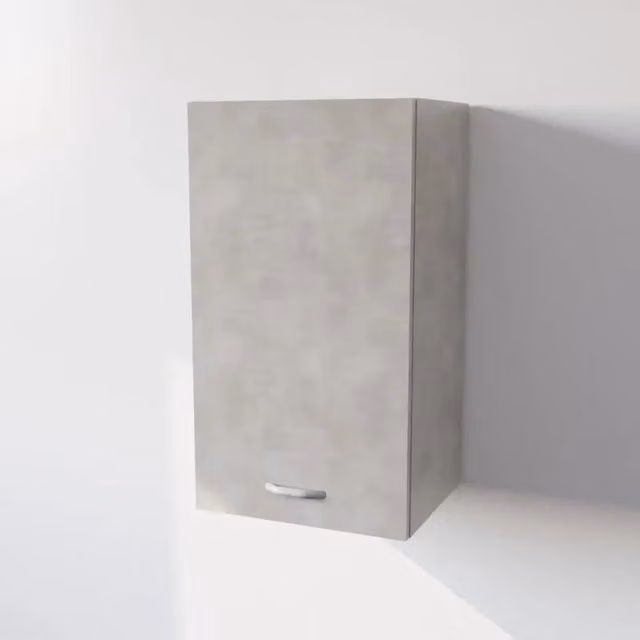Pensile da cucina Calandrelli con una anta, finitura opaca color grigio cemento, H 72 cm x L 45 cm x P 33 cm