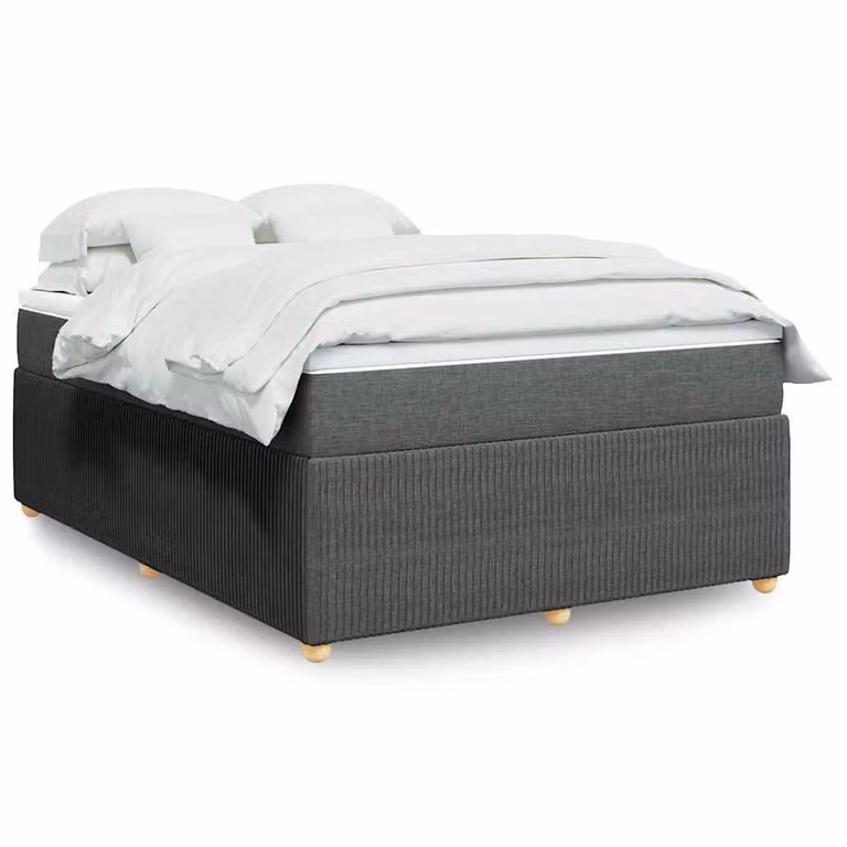 vidaXL Giroletto a Molle Ibrido con Materasso in Tessuto Grigio e Bianco, L/P/H: 140 x 200 cm