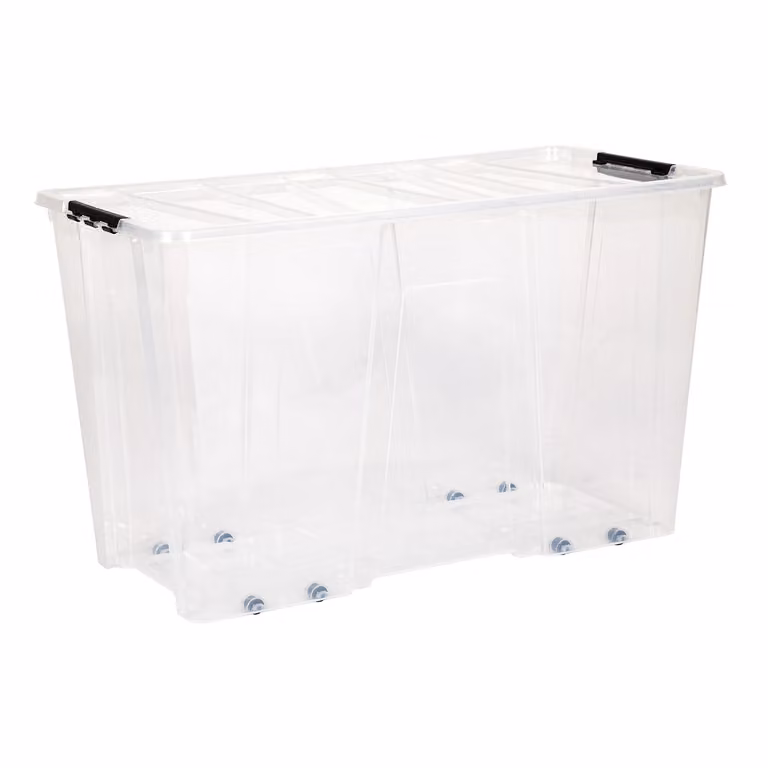 Contenitore Multiuso Jolly DEA HOME da 100 Litri Trasparente con Coperchio e Maniglie H 47 cm x L 77 cm x P 39 cm