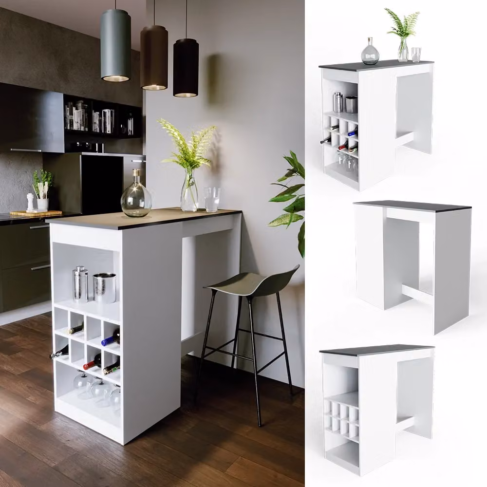 Tavolo bar alto moderno Vicco Bianco e Antracite L: 115 cm, P: 50 cm – 2