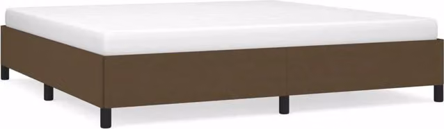 Letto matrimoniale moderno in tessuto marrone scuro con struttura imbottita e doghe in legno L/P/H: 200 x 200 x 35 cm