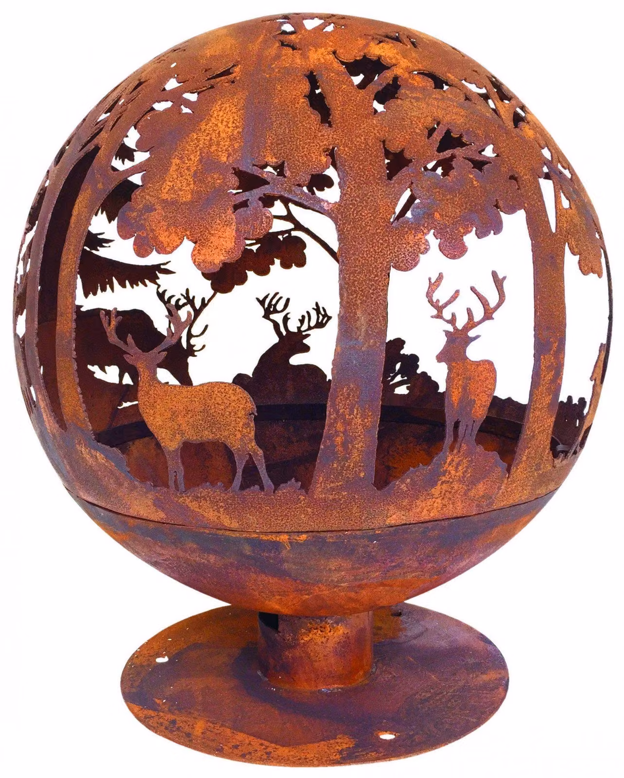 Focolare da esterno, colore rosso, forma rotonda, diametro 58 cm, realizzato in metallo, stile rustico