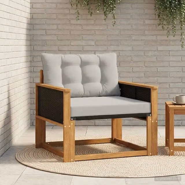 Set di divani da esterno DESIGN IN in legno di acacia massello e textilene grigio con cuscini inclusi