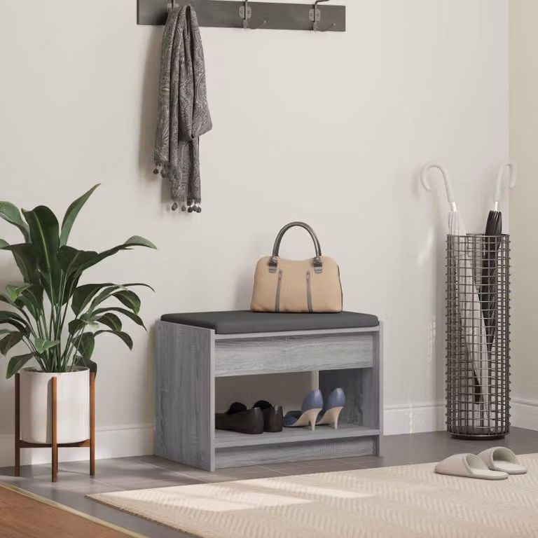 Panca per ingresso con porta scarpe vidaXL moderna grigia L: 63 cm, P: 38 cm, H: 45 cm