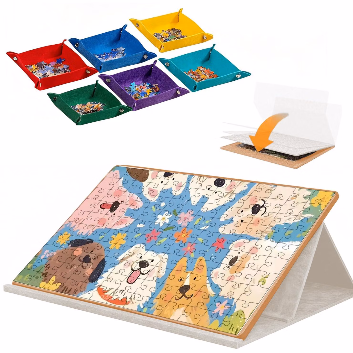 Tavolo da puzzle per 1000 pezzi con spazio contenitore