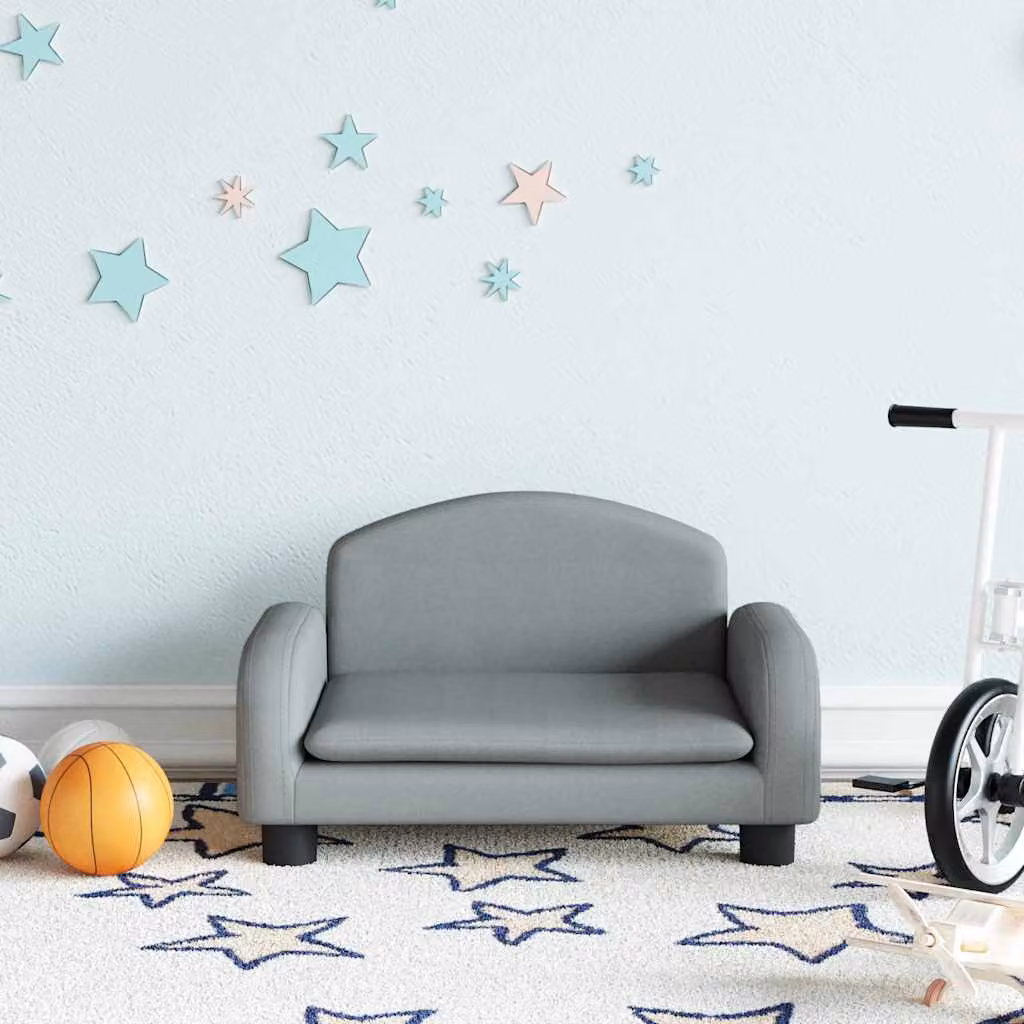 vidaXL Divano per Bambini Grigio in Tessuto L/P/H: 50 x 40 x 30 cm