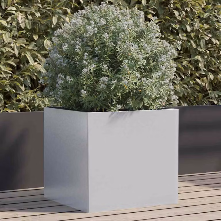 Fioriera vidaXL in acciaio zincato color argento L: 42 cm, P: 40 cm, H: 39 cm