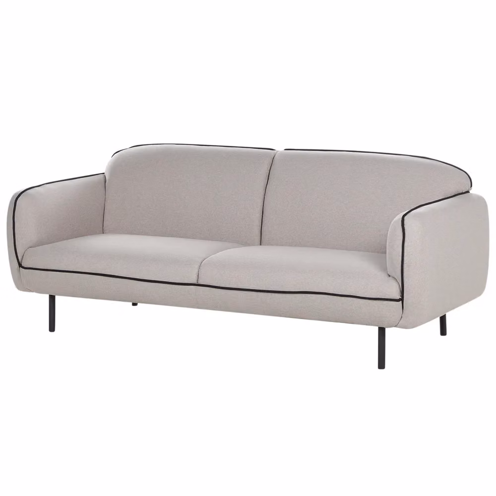 Divano a 3 posti Beliani in tessuto bouclé bianco e grigio con gambe in metallo e stile Art Deco – 2