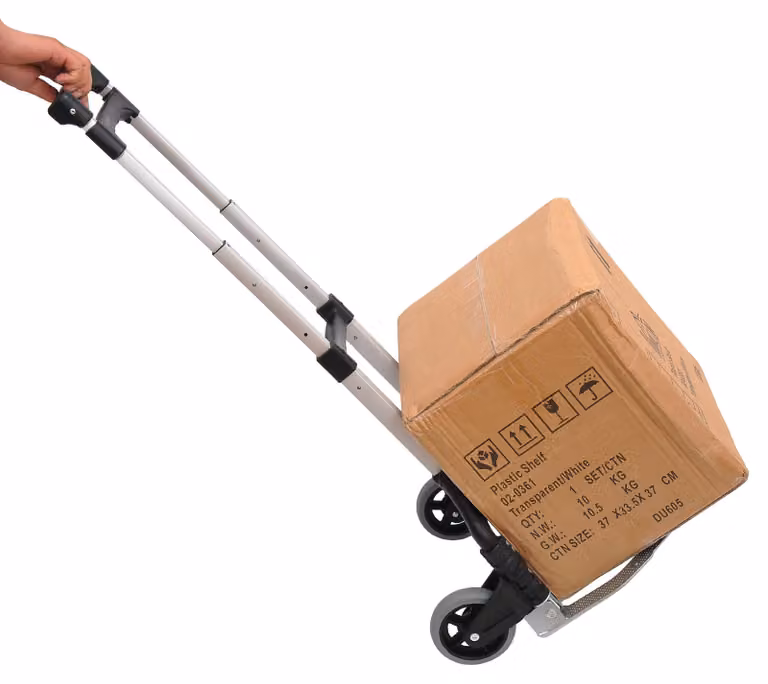 Carrello pieghevole Moonbite in alluminio, con portata fino a 70 kg, manico regolabile in altezza (100/90/60 cm), 2 ruote in PU, pieghevole per essere riposto nel bagagliaio, realizzato in alluminio, colore nero