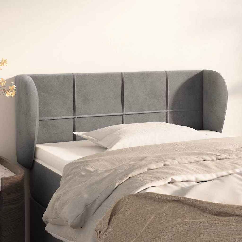 Testiera ad orecchio vidaXL in velluto grigio chiaro L: 83 cm, P: 23 cm, H: 78-88 cm