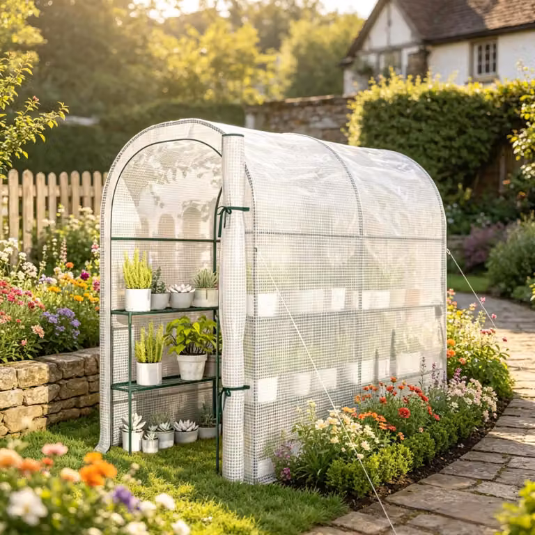 Capanno da giardino con scaffali, dimensioni 123 x 187 x 189 cm, piccolo ripostiglio da giardino con porta a rullo, tessuto ad alta densità da 140 g/m²