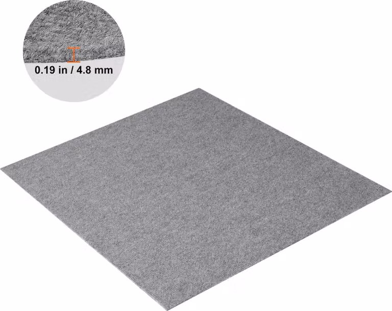 Piastrelle di moquette, 60x60 cm, spessore 0,48 cm, autoadesive, 24x24 pollici, grigio chiaro