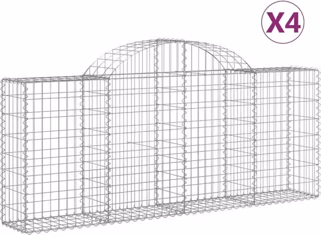 Cesti Gabbioni ad Arco 4 pz 200x30x80/100 cm Ferro Zincato