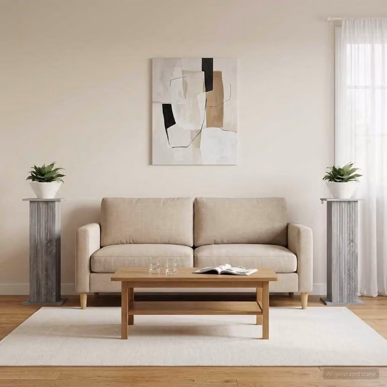 Set di 2 supporti per piante vidaXL in legno MDF, colore Grigio Sonoma, L 30,5 cm x P 30 cm x H 80,5 cm