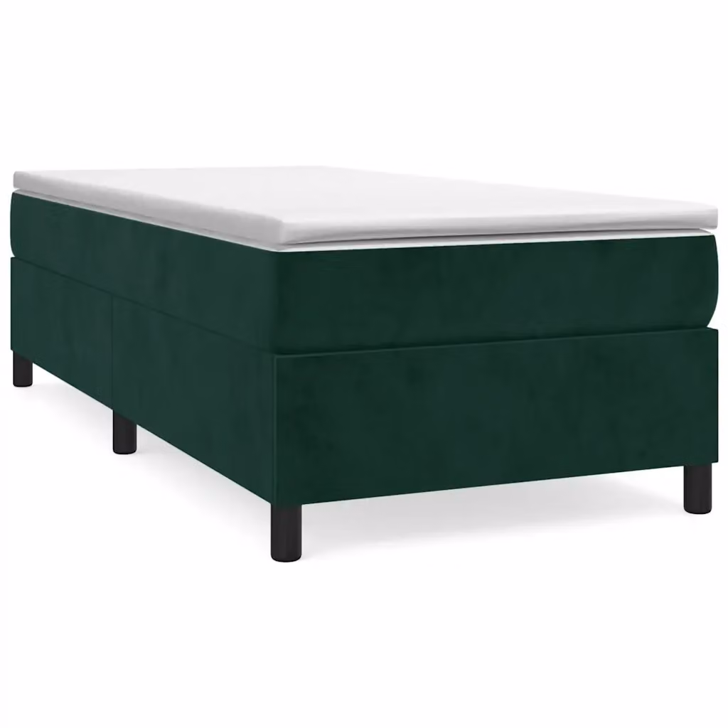 Letto con Giroletto a Molle e Materasso Ibrido vidaXL in Velluto Verde Scuro e Bianco L/P/H: 203 x 80 x 35 cm