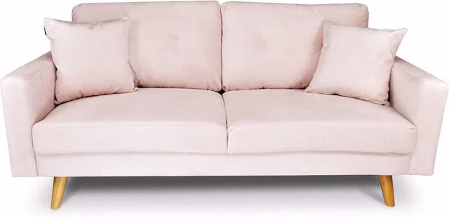 Divano 3 posti in velluto rosa piedi in legno - Chloe - DI-CH19VLT-PL