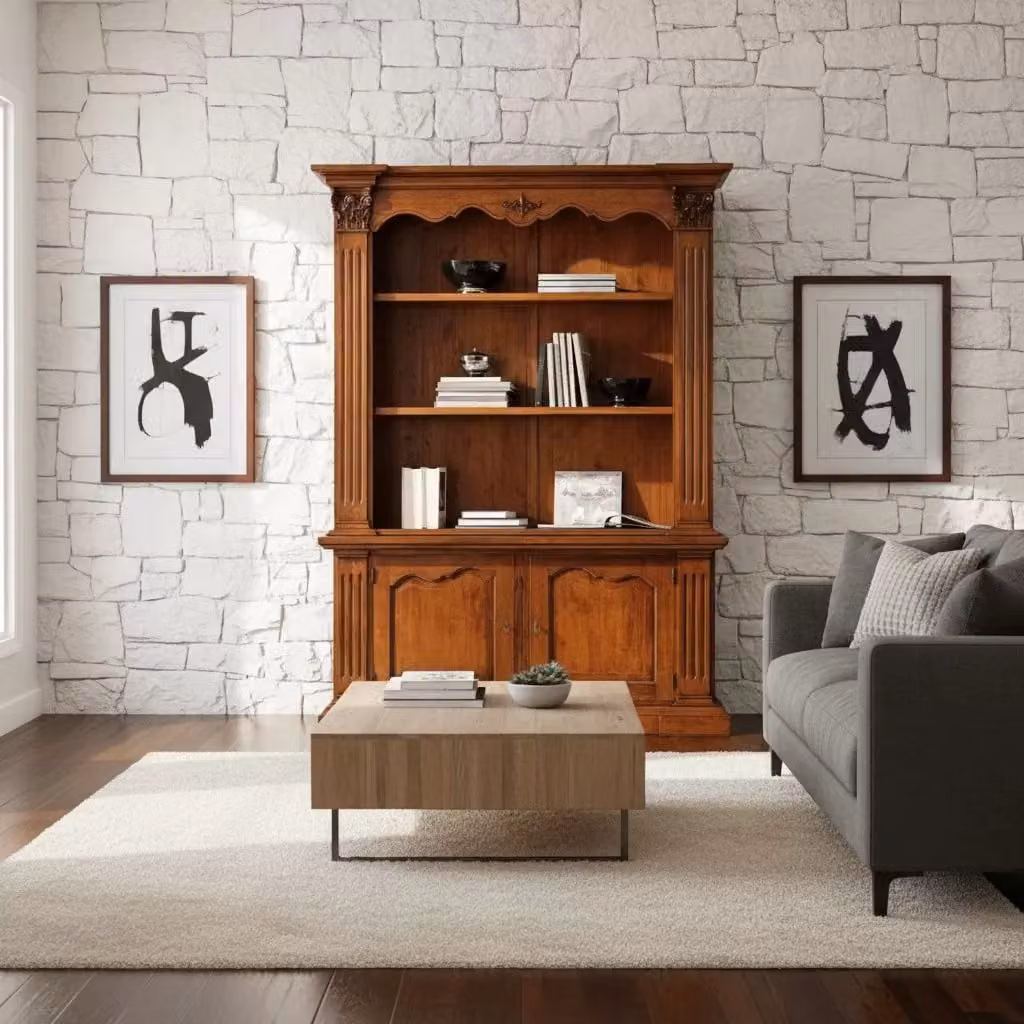 Libreria a 2 porte Mobili 2G in legno massello color noce con ripiani regolabili L: 164 cm, P: 53 cm, H: 225 cm – 1