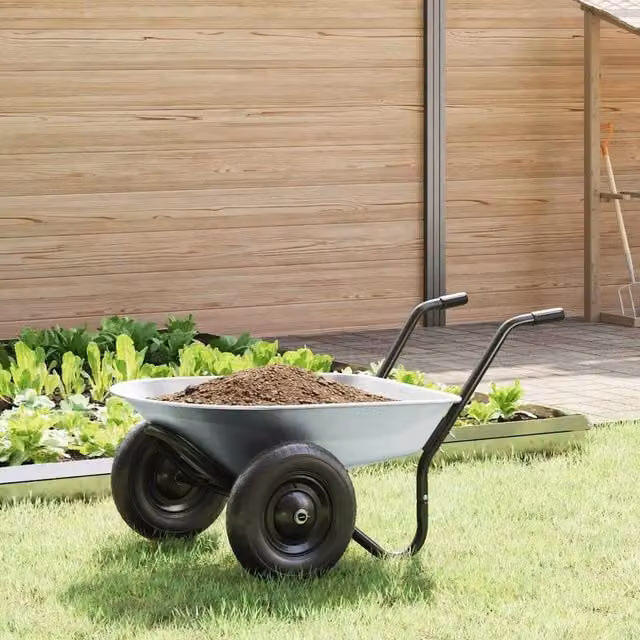 Carriola in acciaio zincato Argento e Nero con capacità 100 L e portata 150 kg – 1