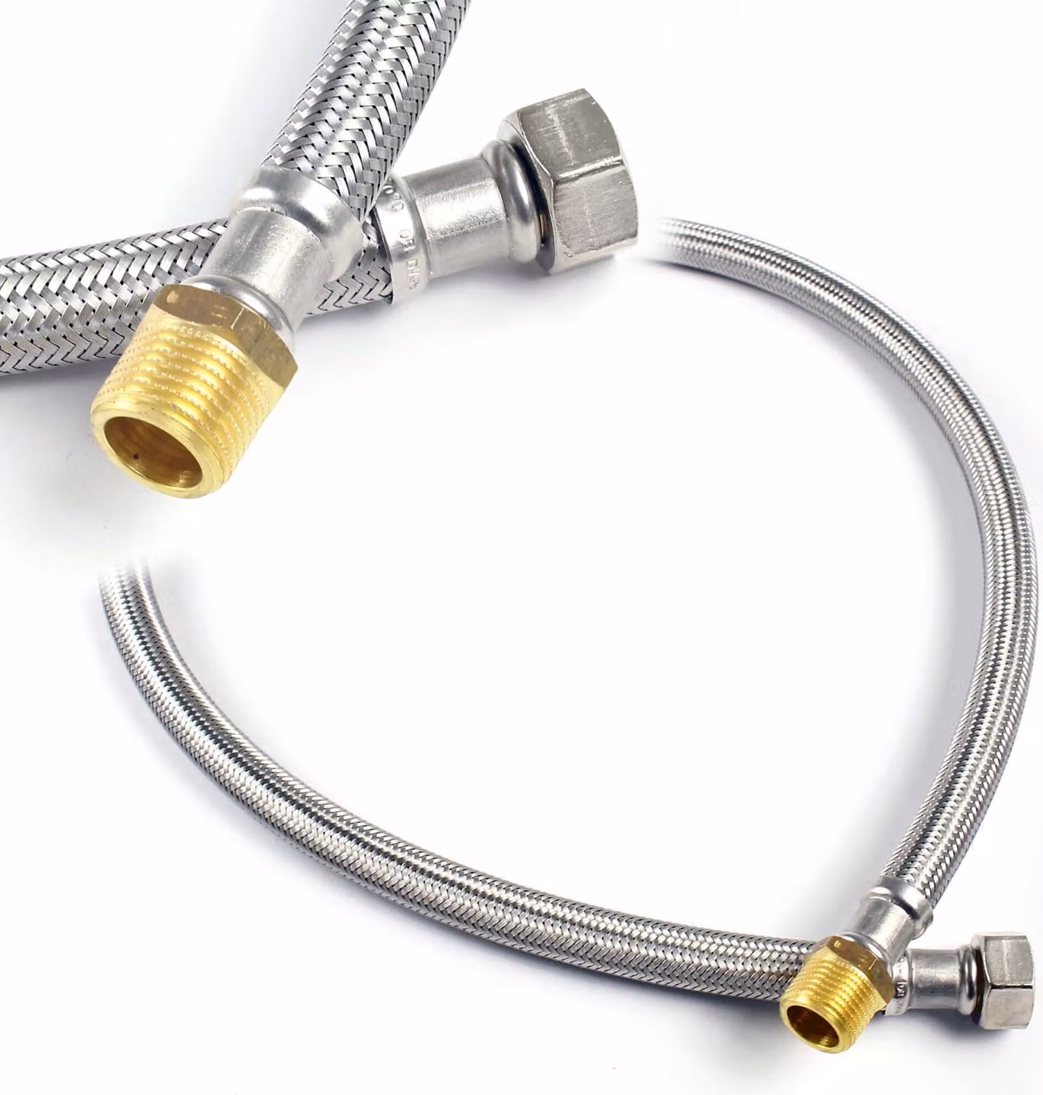 Tubo flessibile XPOtool lungo 600 mm, diametro interno DN8, 3/4" maschio (26,44 mm), dado per raccordo 3/8" (14,95 mm), tubo corazzato in acciaio inox EPDM