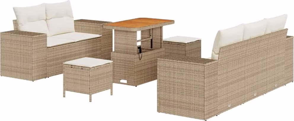 Set Divano da Giardino 8 pcs Beige polyrattan