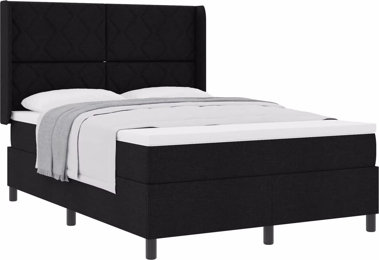 Letto a molle con materasso nero 140 x 190 cm in tessuto