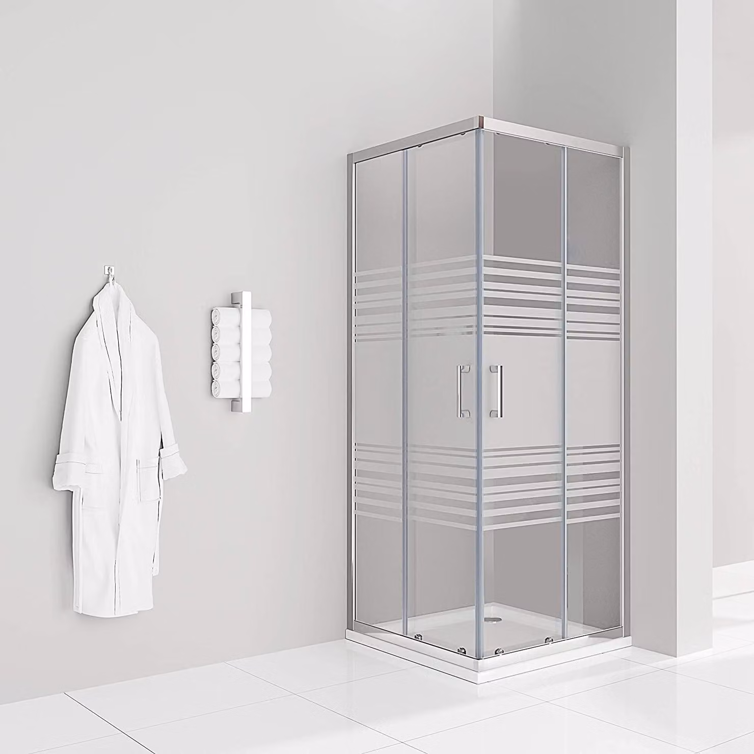 Cabina doccia con porta scorrevole i-flair 90x90x180 cm in vetro di sicurezza satinato parzialmente da 6 mm - DK77
