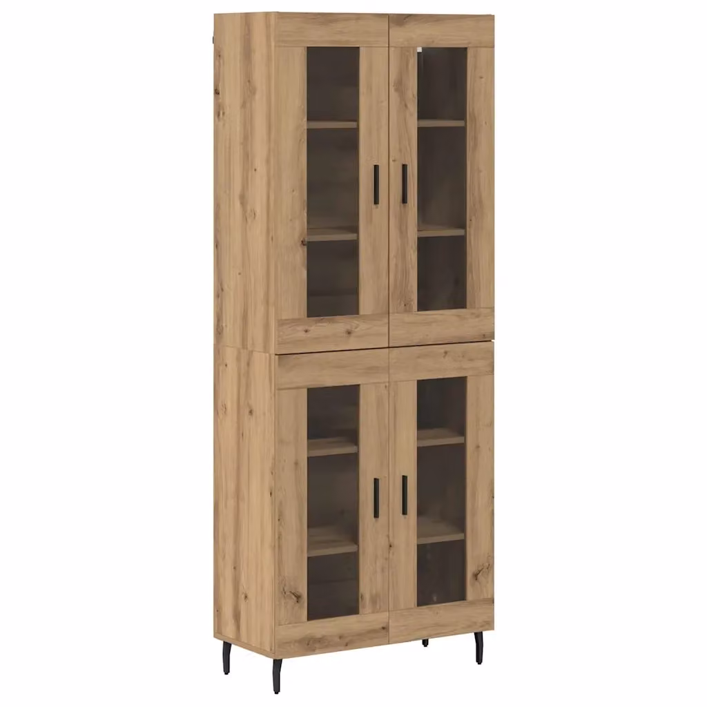 Set di 2 credenze moderne vidaXL in rovere e vetro, L/P/H: 69,5 x 34 x 180 cm – 2