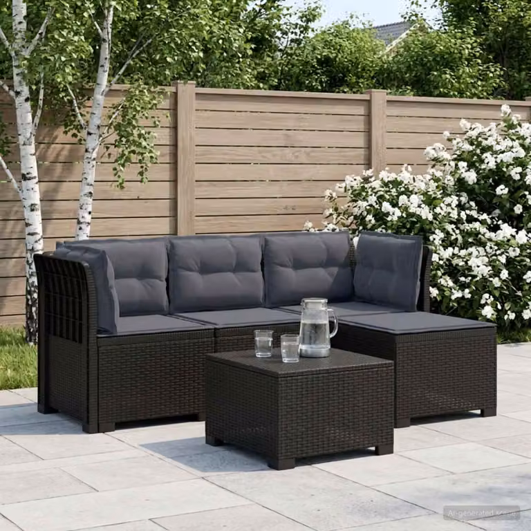 Divano da giardino angolare a L vidaXL con cuscini in antracite e grigio, design moderno in polyrattan resistente ai raggi UV