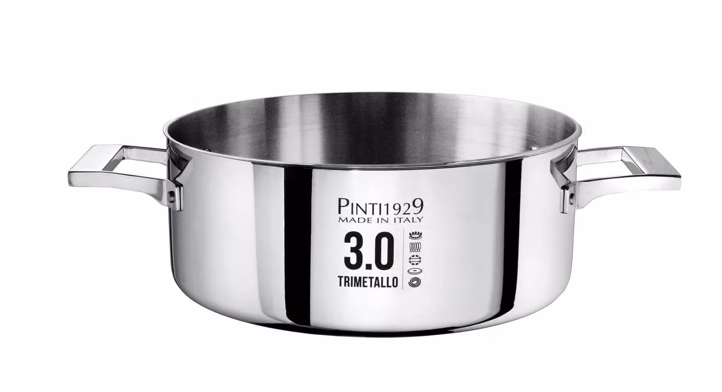 Casseruola bassa in trilaminato per induzione con due manici, linea 3.0, diam. 24cm