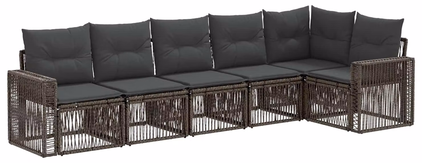 Set di divani da giardino, 6 pezzi, grigio e grigio scuro, in rattan sintetico