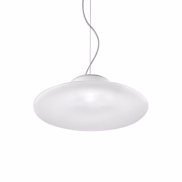 Lampada a sospensione Vistosi Incanto in vetro bianco con tecnologia LED dimmabile e luce bianco caldo