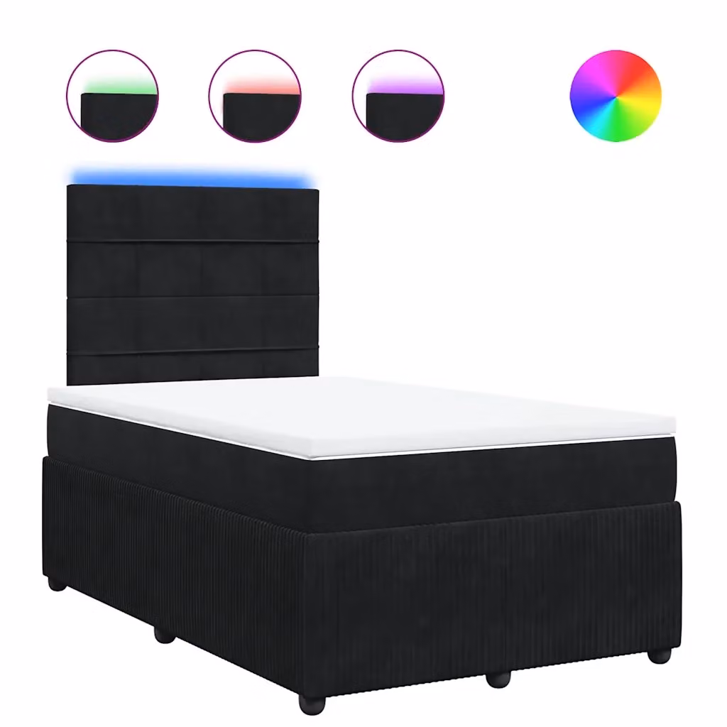 Letto Ibrido vidaXL in Velluto Nero con Materasso e Illuminazione Sotto il Letto L/P: 120 x 200 cm – 2