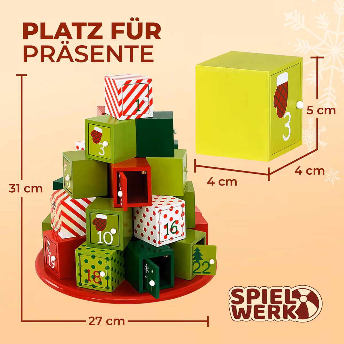 Calendario dell'avvento in legno Spielwerk multicolore da riempire con regali per adulti – 4
