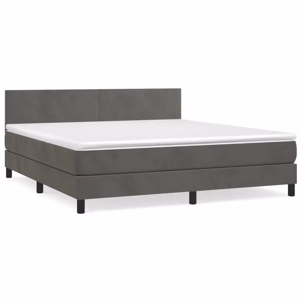 Letto Ibrido con Giroletto a Molle e Materasso vidaXL in Velluto Grigio e Bianco L/P/H: 180 x 200 x 78 cm – 2