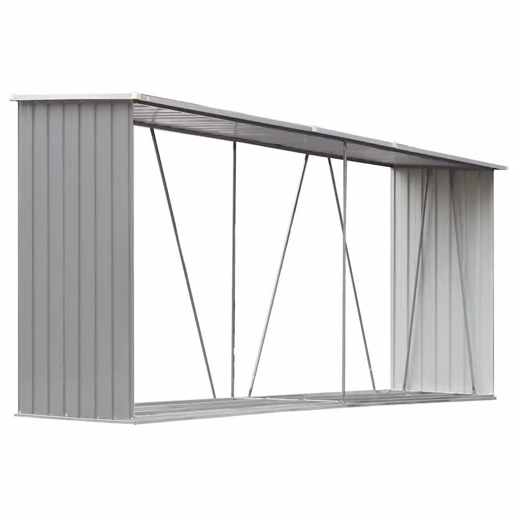 Capannone da giardino moderno vidaXL in acciaio zincato grigio L: 330 cm, P: 84 cm, H: 152 cm – 2