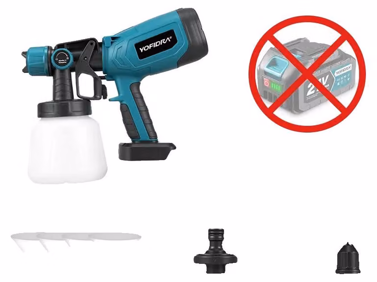 Pistola a spruzzo elettrica, capacità 1000 ml, alta velocità, senza batteria