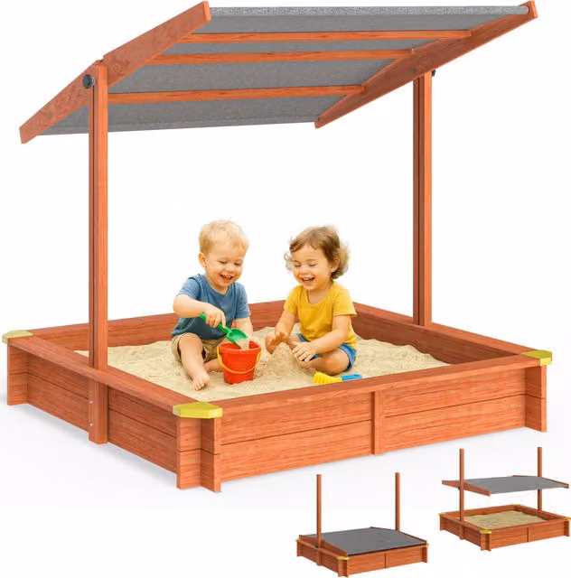 Sabbiera per bambini Spielwerk con canopy e protezione UV, multicolore, L: 140 cm, P: 140 cm
