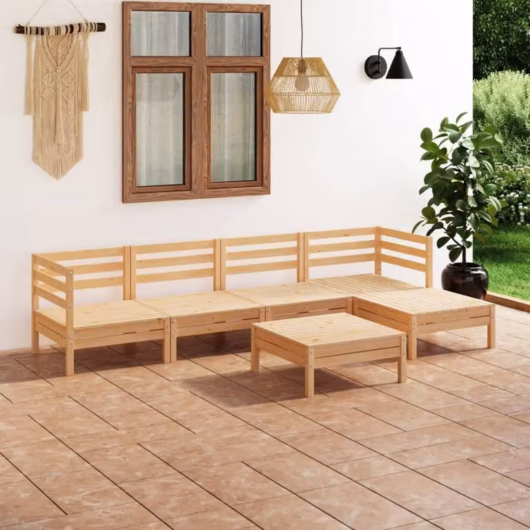 The Living Store Set da salotto da giardino in pino massiccio da 6 pezzi