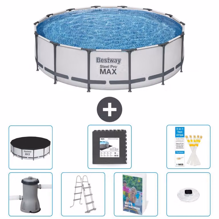 Piscina gonfiabile Bestway Steel Pro MAX, rotonda, 427x122 cm, composta da 6 parti, modello S608
