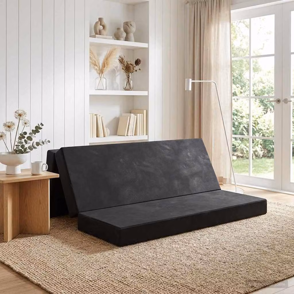 vidaXL Divano Letto Pieghevole in Velluto Nero L: 180 cm, P: 67 cm, H: 45 cm