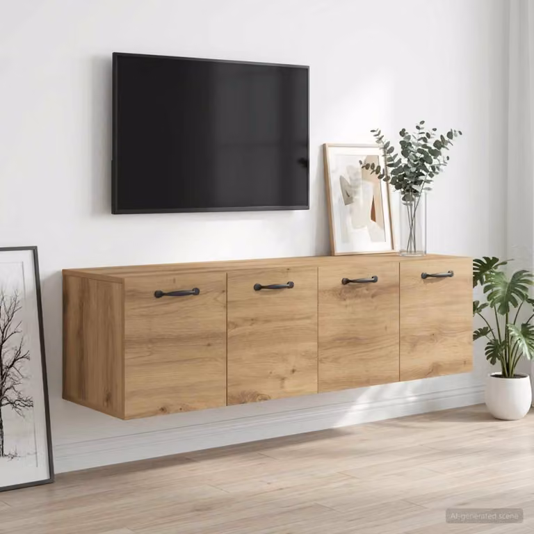 Set di 2 armadietti a muro moderni vidaXL in legno marrone, L 120 cm x P 35 cm x H 36,5 cm