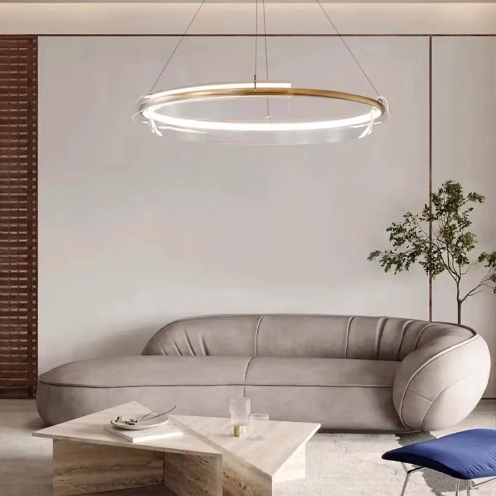 Lampada a sospensione LED moderna Toolight App1672-cp in metallo oro e vetro trasparente – 2