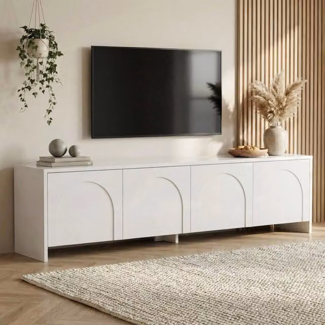 Noma, Mobile Porta tv 4 Ante, 180x32x45h cm Bianco