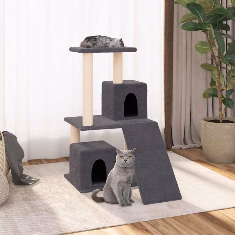 Albero per gatti vidaXL con tiragraffi in sisal, colore grigio, Altezza: 82 cm
