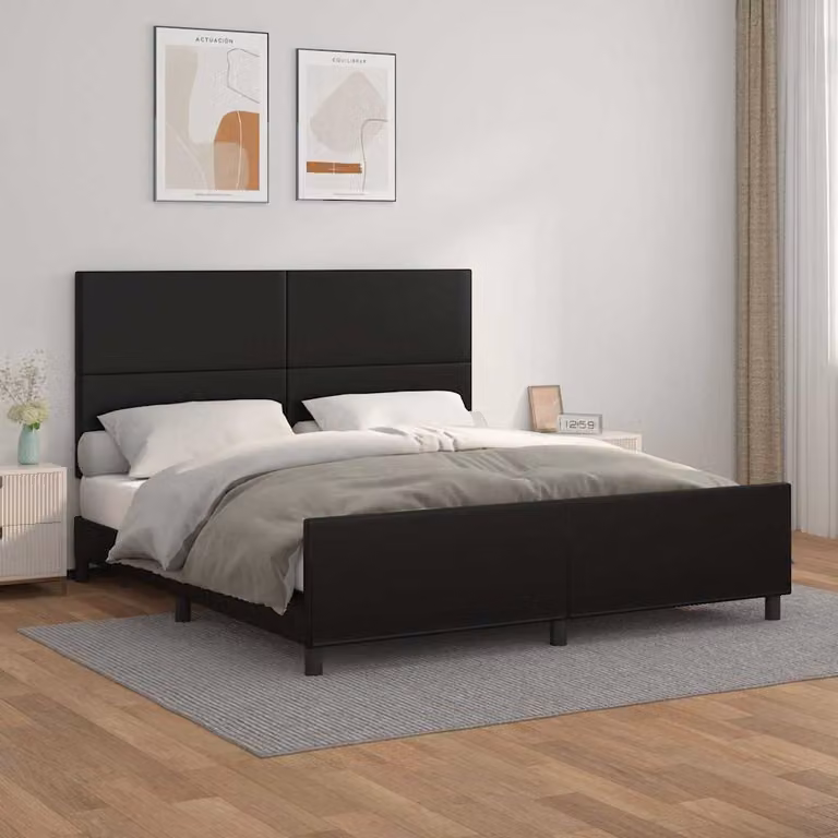 vidaXL Giroletto con Testiera in Similpelle Nero 180x200 cm