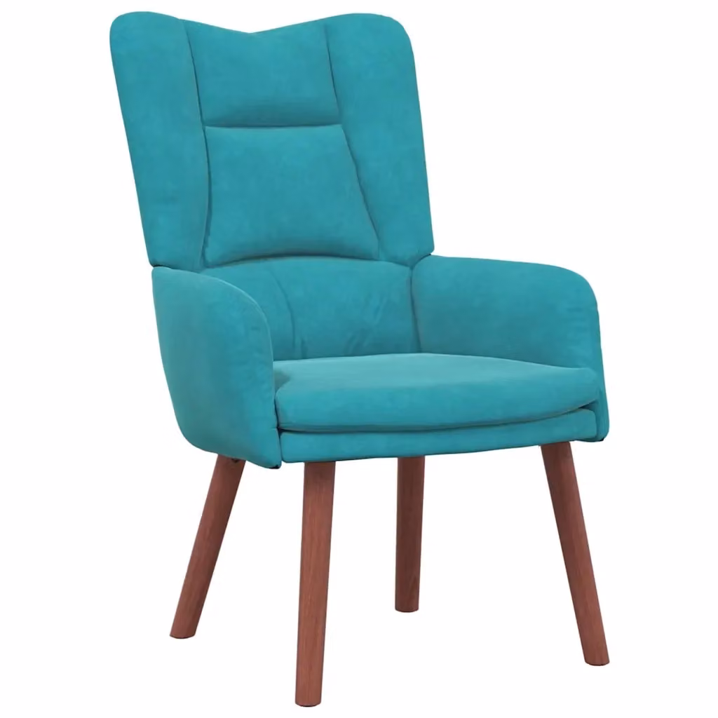 Poltrona moderna in velluto turchese con braccioli e struttura in legno, L: 63 cm, P: 67 cm, H: 94 cm – 2