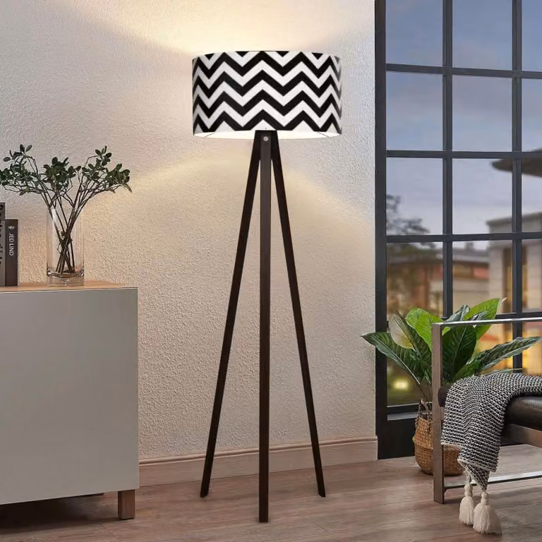 Lampada da terra 'Newport' 1 x E27 nero / bianco